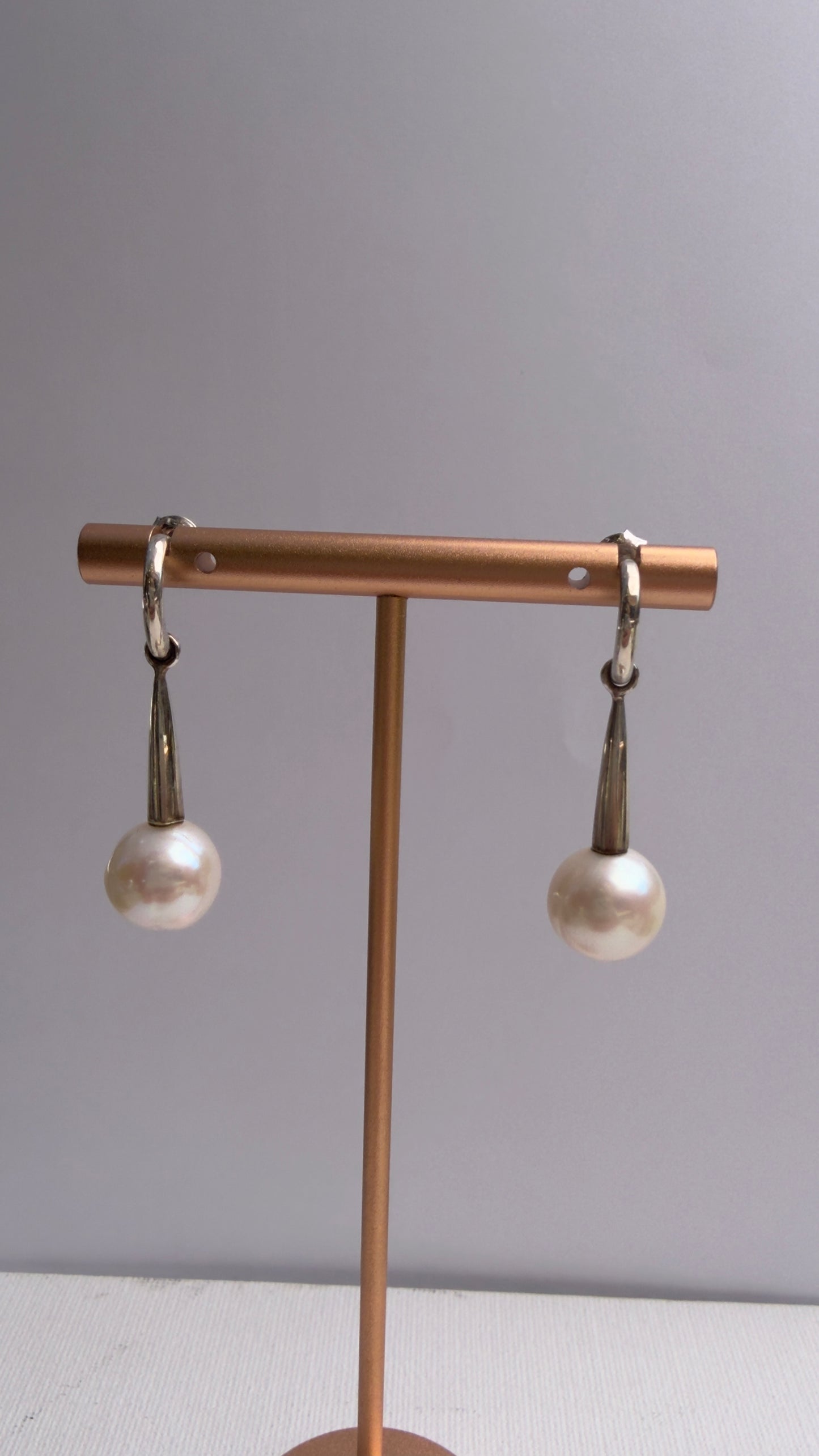 Drop pearl silver changeable earrings