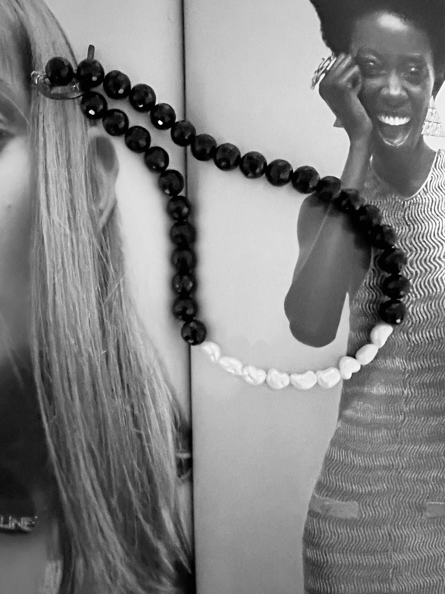 Amelia necklace in Black Onyx & Freshwater pearls