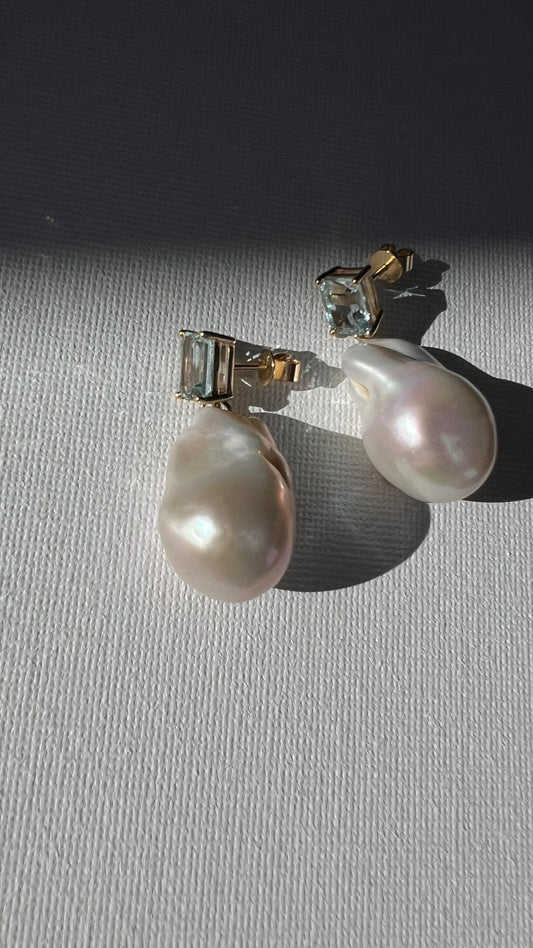 Azul Aquamarine & Baroque Earrings