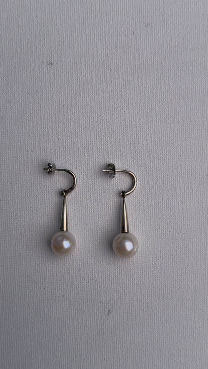 Drop pearl silver changeable earrings