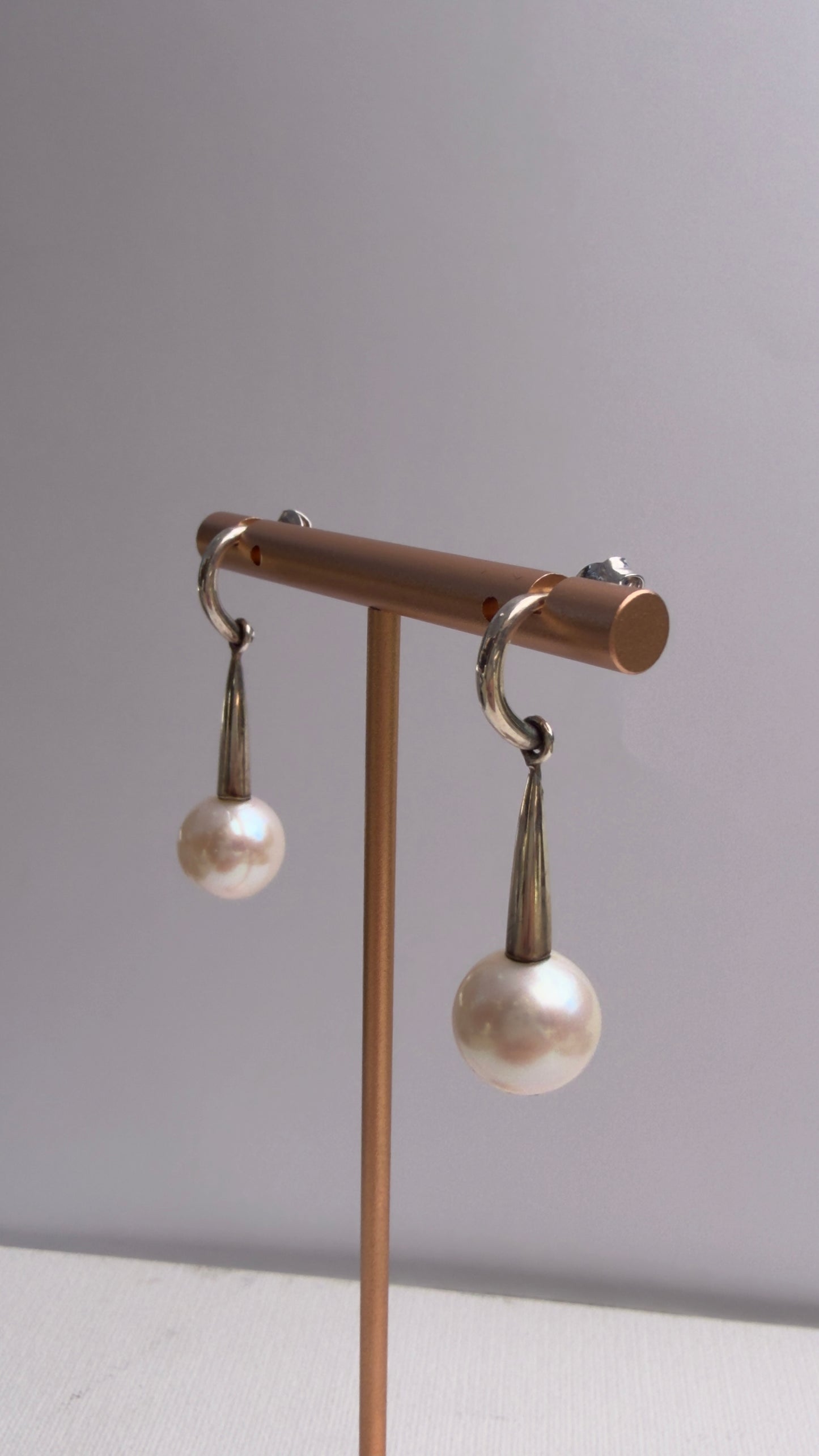 Drop pearl silver changeable earrings