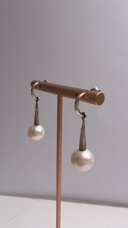 Drop pearl silver changeable earrings