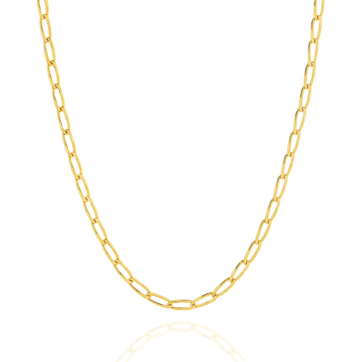Flat Curb Long Chain Gold Necklace