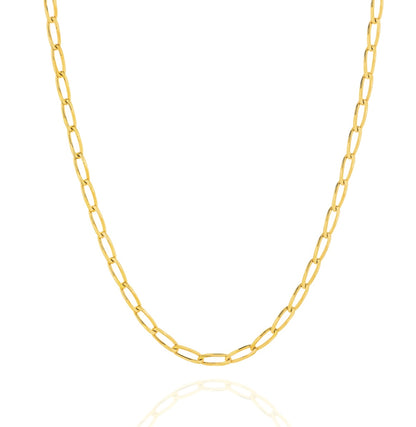 Flat Curb Long Chain Gold Necklace